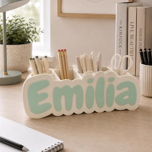 Custom Name Desk Organizer | Personalized Pen & Makeup Holder | Custom Vanity Organizer | Kids Tween Teen Desk Decor Gift image 10