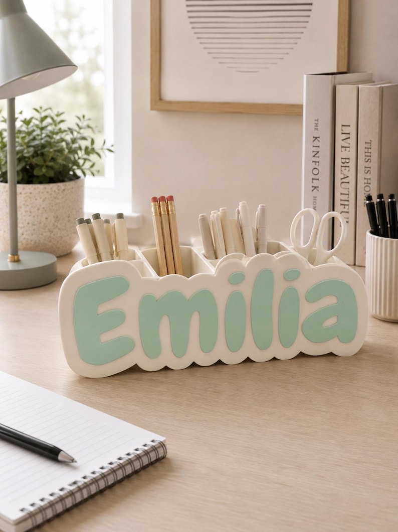 Custom Name Desk Organizer | Personalized Pen & Makeup Holder | Custom Vanity Organizer | Kids Tween Teen Desk Decor Gift image 10