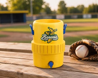 Banana Ball Inspired Can Cooler | Baseball Fan Beverage Holder | 3D Printed Drink Sleeve | Fits Slim, Tallboy, 16 oz & 19.2 oz Cans