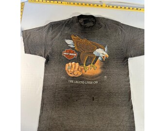 VTG 80 1986 3D Emblem Harley Davidson Tee Eagle Legend Lives On Single Stitch M