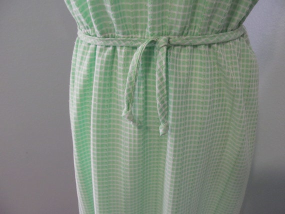 Vintage 1970s Lime Green And White Checked Polyes… - image 3