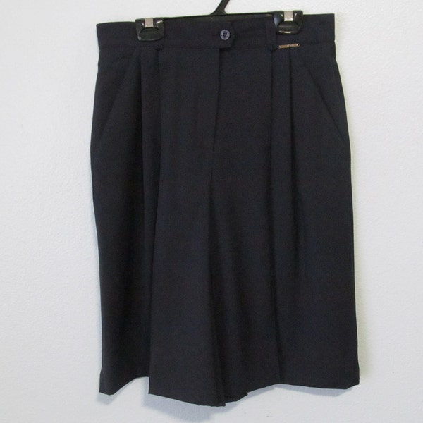 1990s Geiger Navy Blue Culottes Cool Wool Split Skirt Made in Austria Size 36 Size 6 US