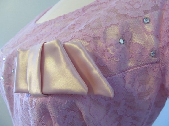 Vintage 1950s Lilac Lace Formal With Rhinestone T… - image 4