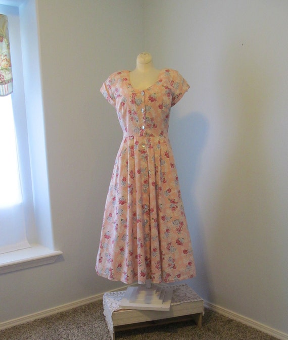 peach floral maxi dress