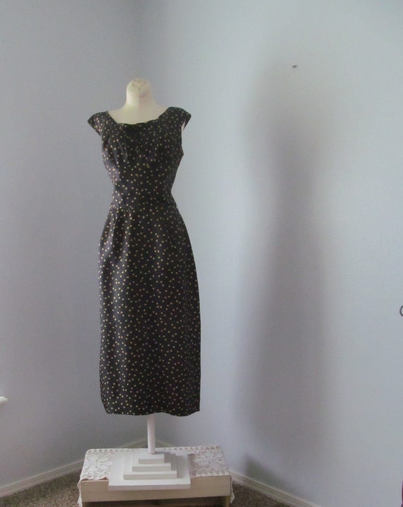 Vintage 1950s Adele Simpson Black And Yellow Polka