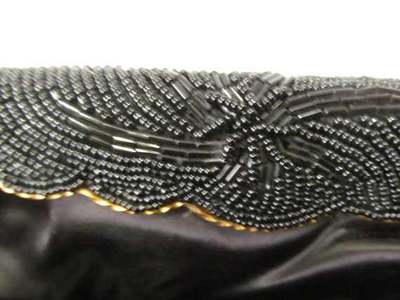 Vintage 1950s 1960s All Black Beaded Evening Purs… - image 7