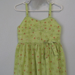 Vintage laura ashley Girl&#39;s Lime Green Cotton Sundress Size 5