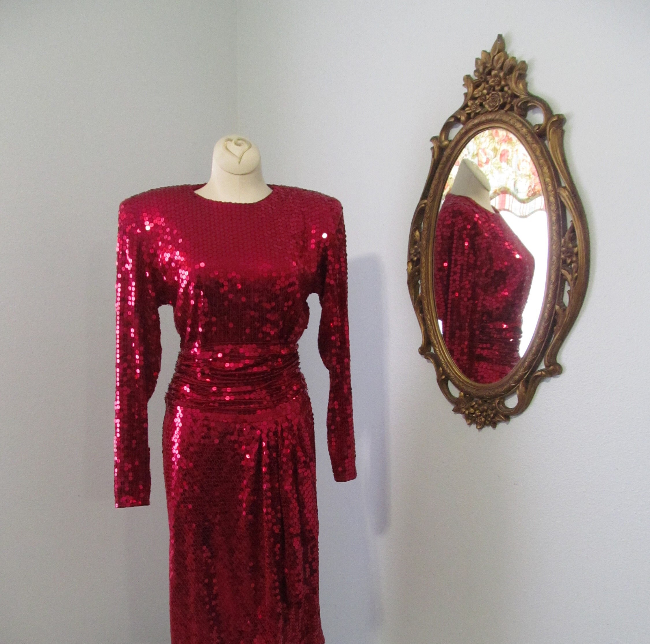 Red Sequin Dress - Etsy