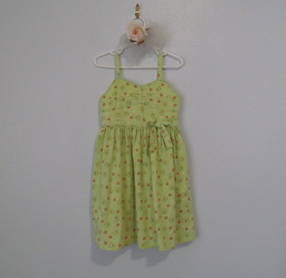 Vintage laura ashley Girl's Lime Green Cotton Sun… - image 2