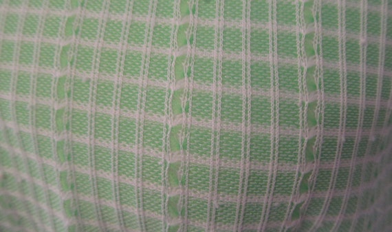 Vintage 1970s Lime Green And White Checked Polyes… - image 5