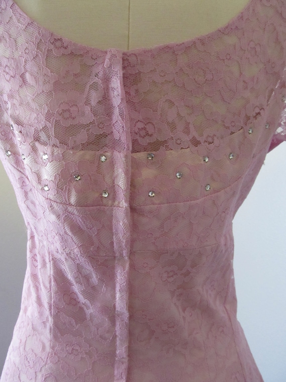 Vintage 1950s Lilac Lace Formal With Rhinestone T… - image 8