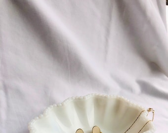 Vintage White Milky Glass Tray with Wavy edge