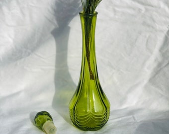 Vintage Green Glass Perfume bottom Vase