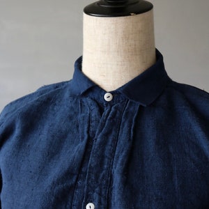 Antique French linen Indigo Smock shirt dress image 3