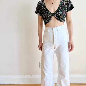 Vintage black cotton embroidered crop top image 3