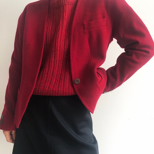 blazer vintage bordeaux en cachemire de laine des années 1980 | fabriqué aux États-Unis | xs-m (xs-m)