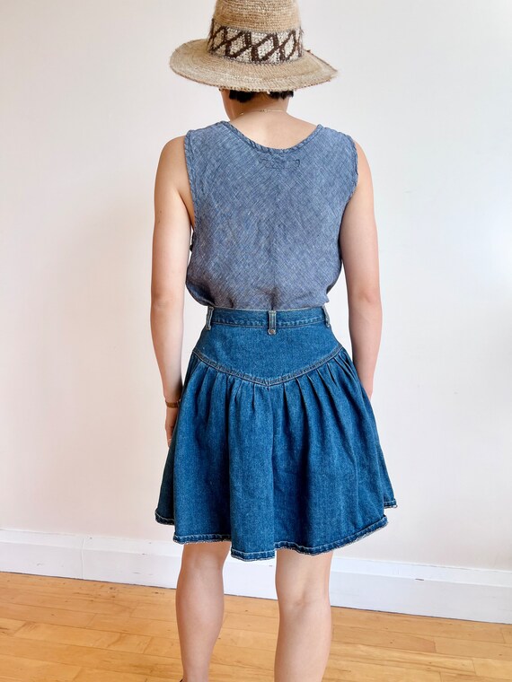 Vintage Flax blue linen tank top with V neck - image 3