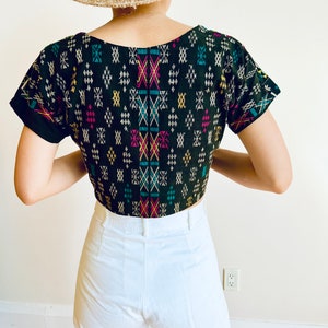 Vintage black cotton embroidered crop top image 6