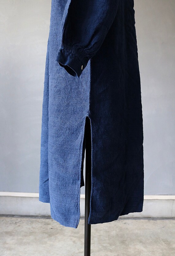 Antique French linen Indigo Smock shirt dress - image 8