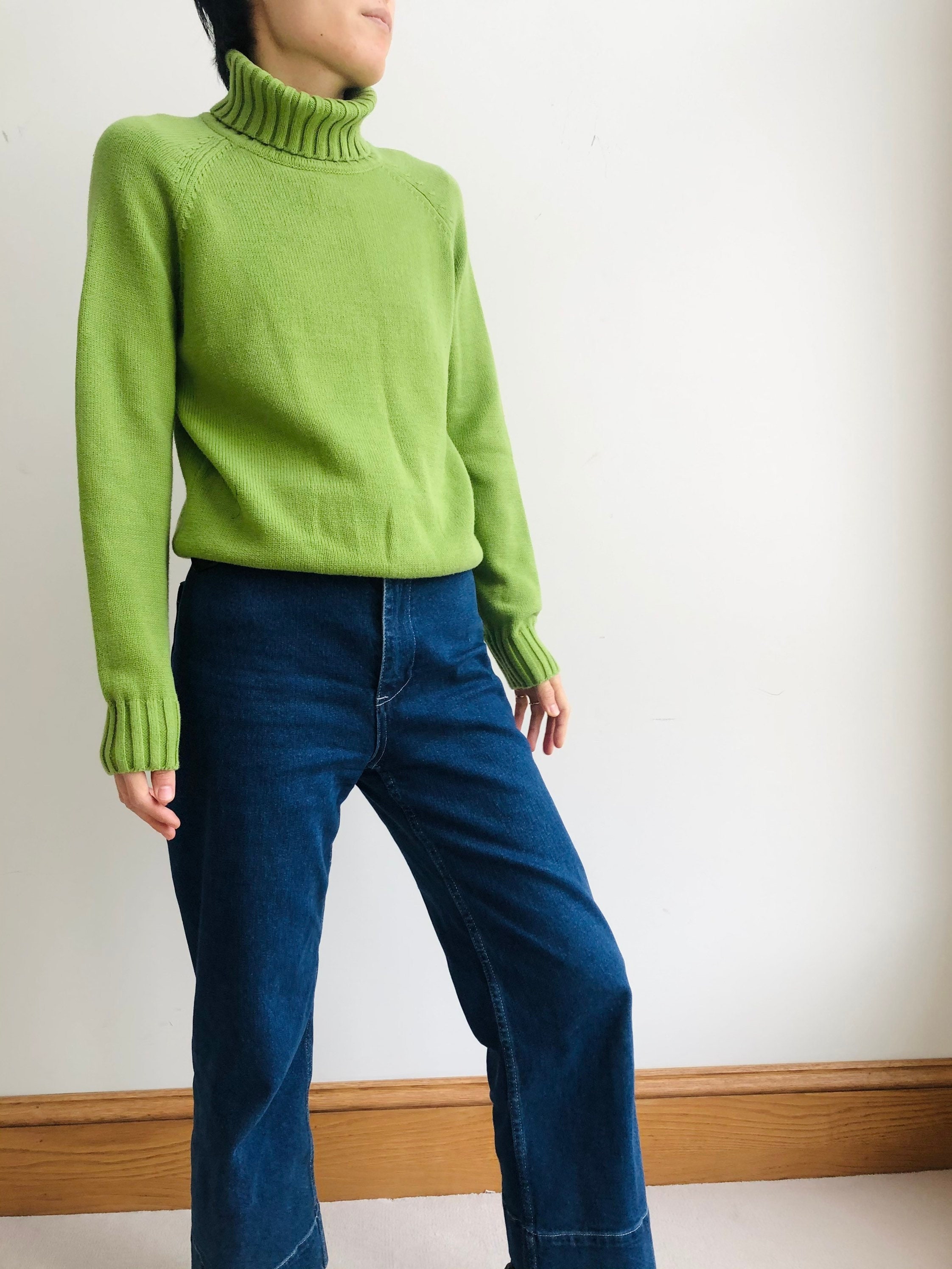 Vintage Cotton Lime Green Turtle Neck 