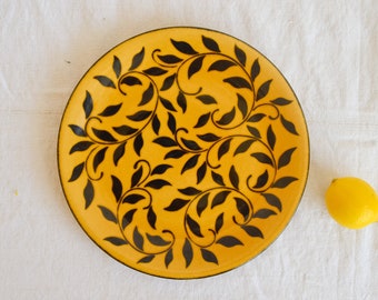 Vintage 1940s Boch La Louviere plate with leaves patterns from Belgium