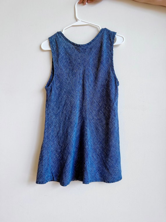 Vintage Flax blue linen tank top with V neck - image 6