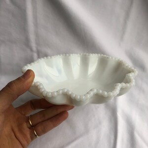 Vintage White Milky Glass Tray with Wavy edge image 4