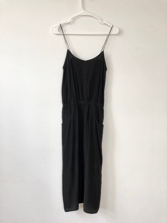 Minimalism black silk slip dress |xs-s