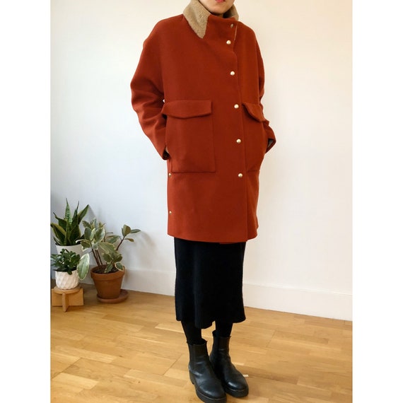 Nanushka Brick Red Wool coat | s