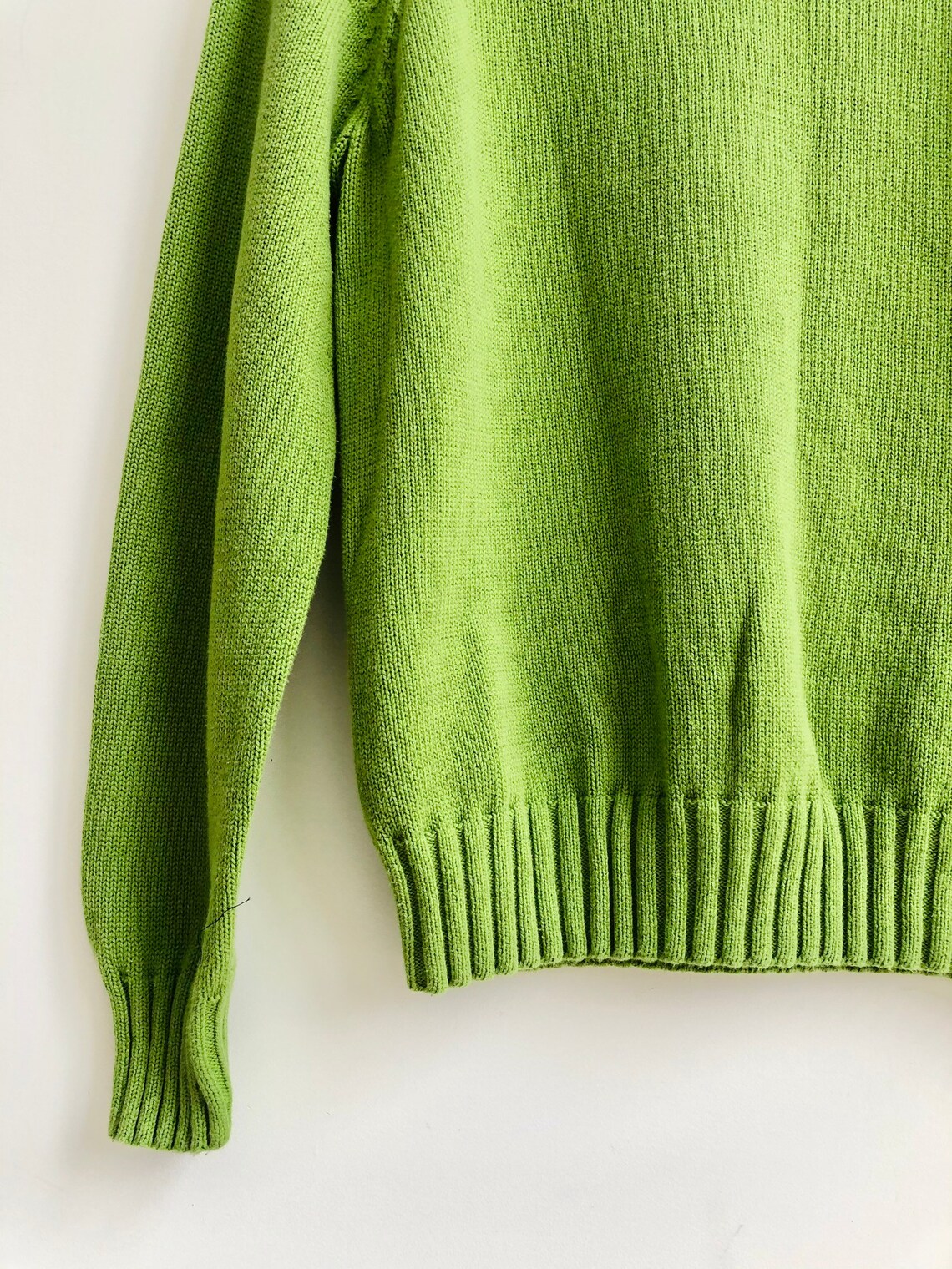 Vintage Cotton Lime Green Turtle Neck Knit Sweater Xs-m | Etsy