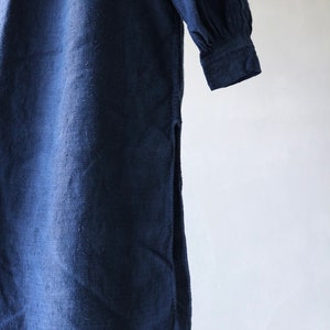 Antique French linen Indigo Smock shirt dress image 9
