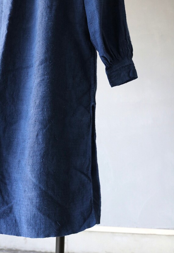 Antique French linen Indigo Smock shirt dress - image 9