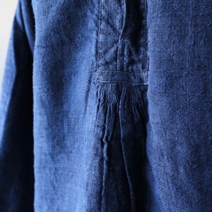 Antique French linen Indigo Smock shirt dress image 5