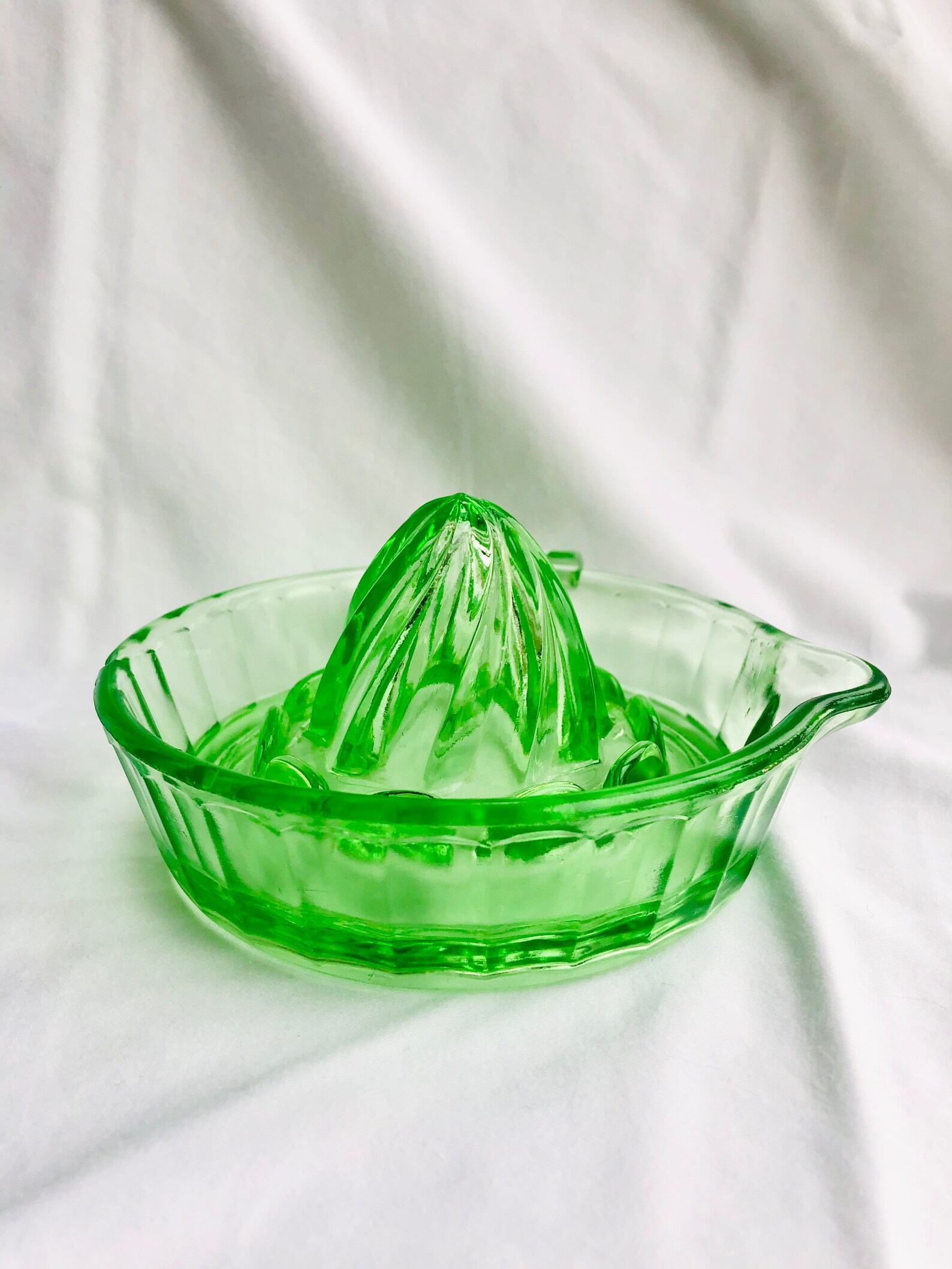 Vintage Green Compressed Glass Juicer with handle Etsy