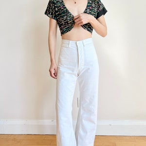 Vintage black cotton embroidered crop top image 2