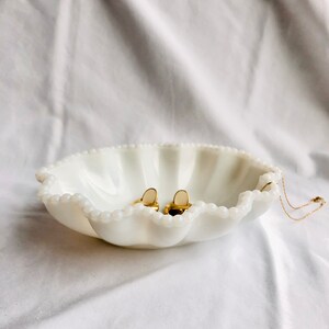 Vintage White Milky Glass Tray with Wavy edge image 3