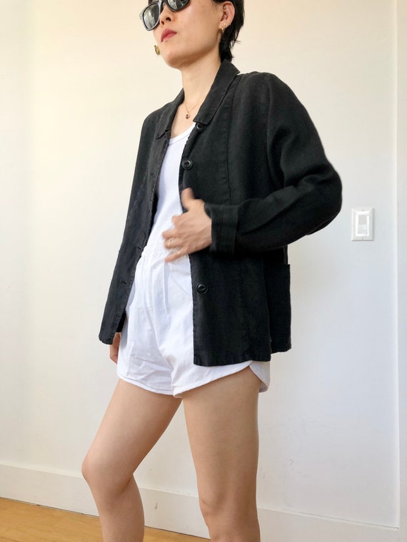 Vintage FLAX black linen blazer - image 1