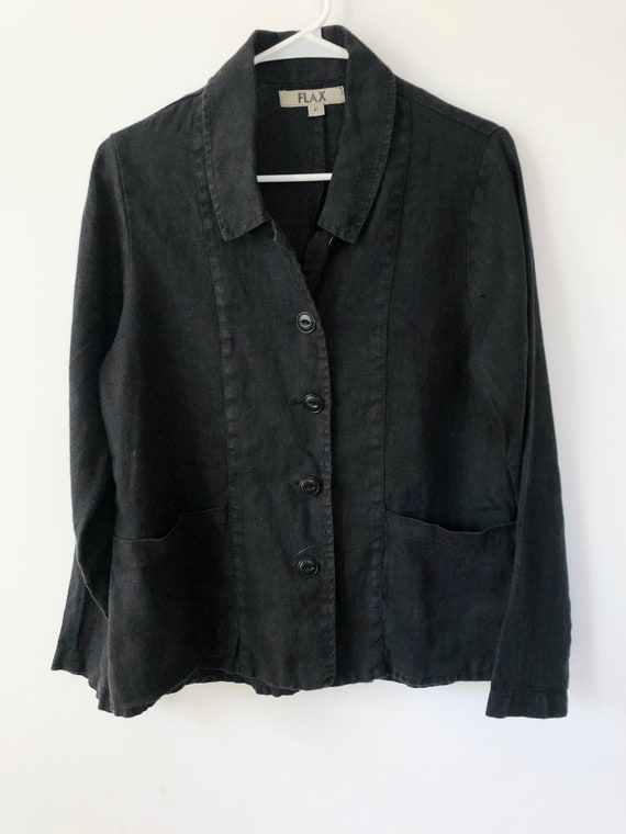 Vintage FLAX black linen blazer - image 2