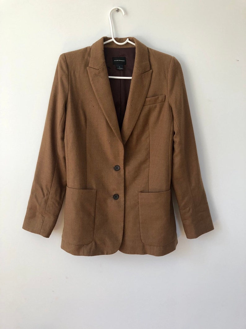 Vintage Long Slim Caramel Wool Blazer - Etsy