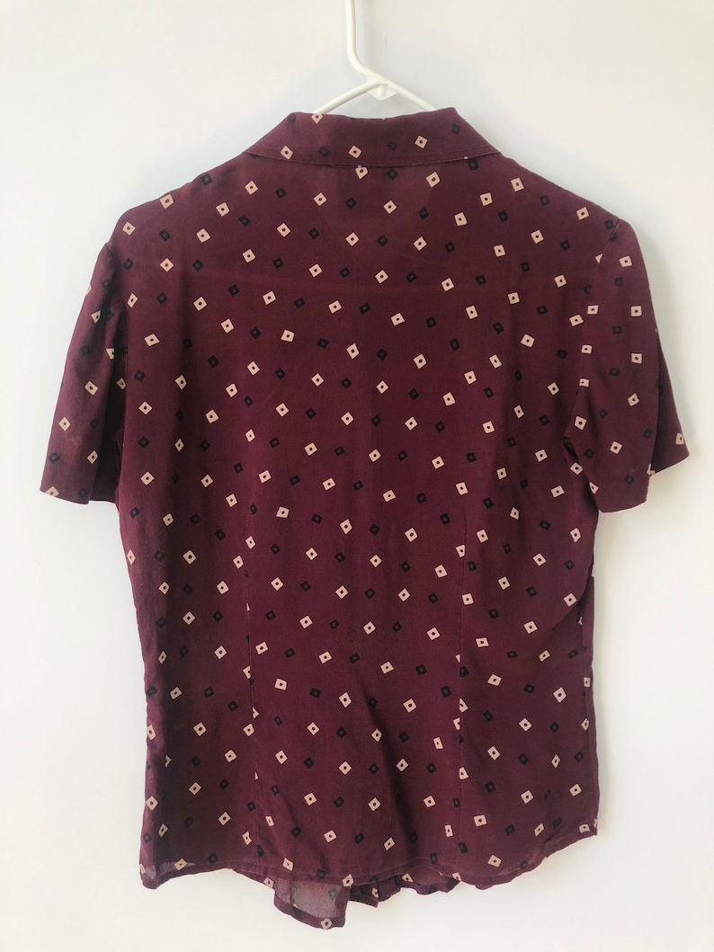 Vintage DKNY New York dark purple silk patterned button up shirt xs-s