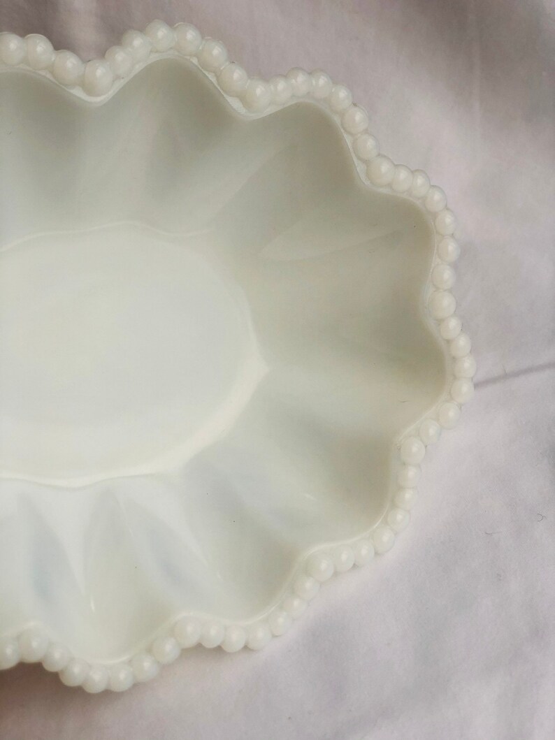 Vintage White Milky Glass Tray with Wavy edge image 6