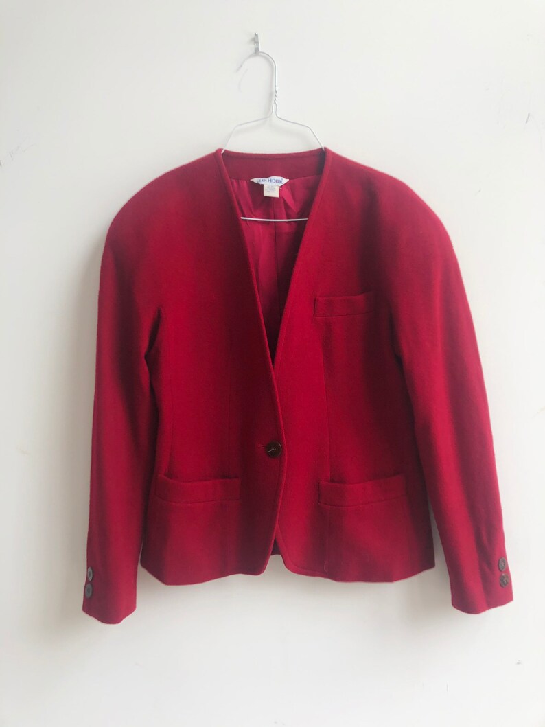 Vintage 1980s Burgundy Wool Cashmere Blend Blazer Made in - Etsy