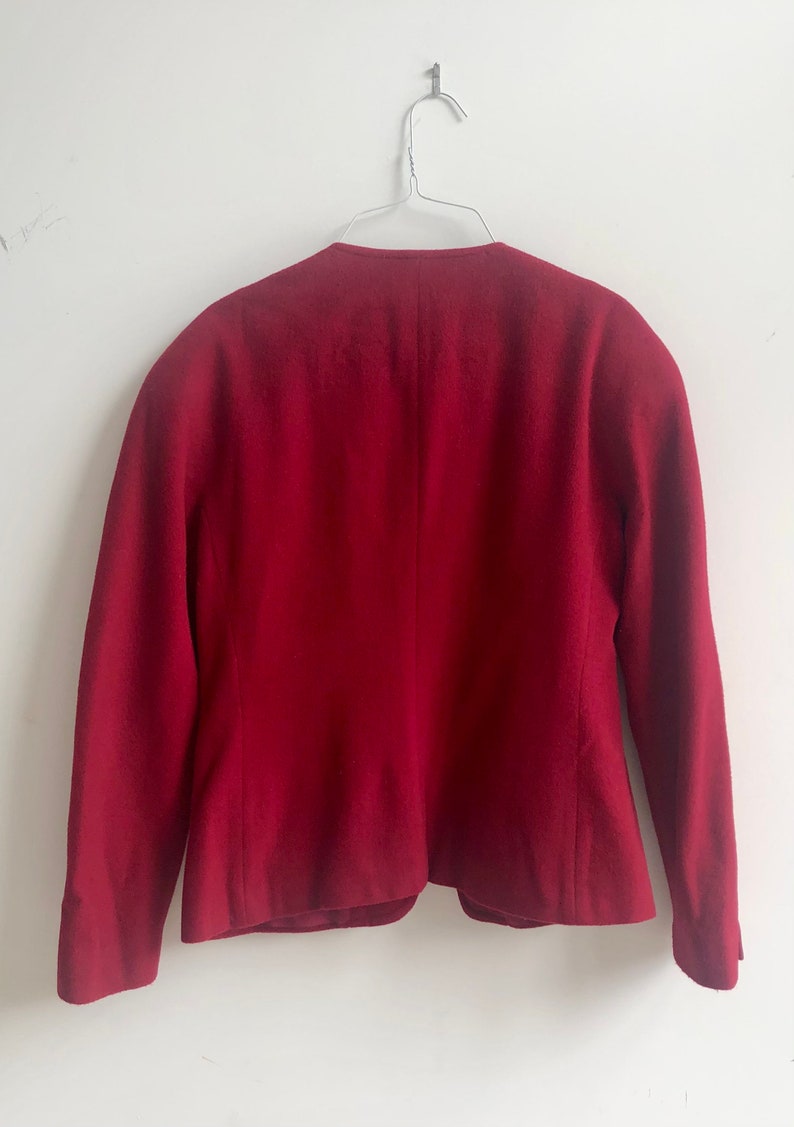 Vintage 1980s Burgundy Wool Cashmere Blend Blazer Made in - Etsy
