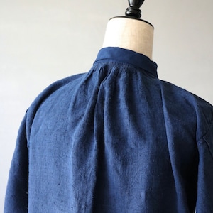 Antique French linen Indigo Smock shirt dress image 6