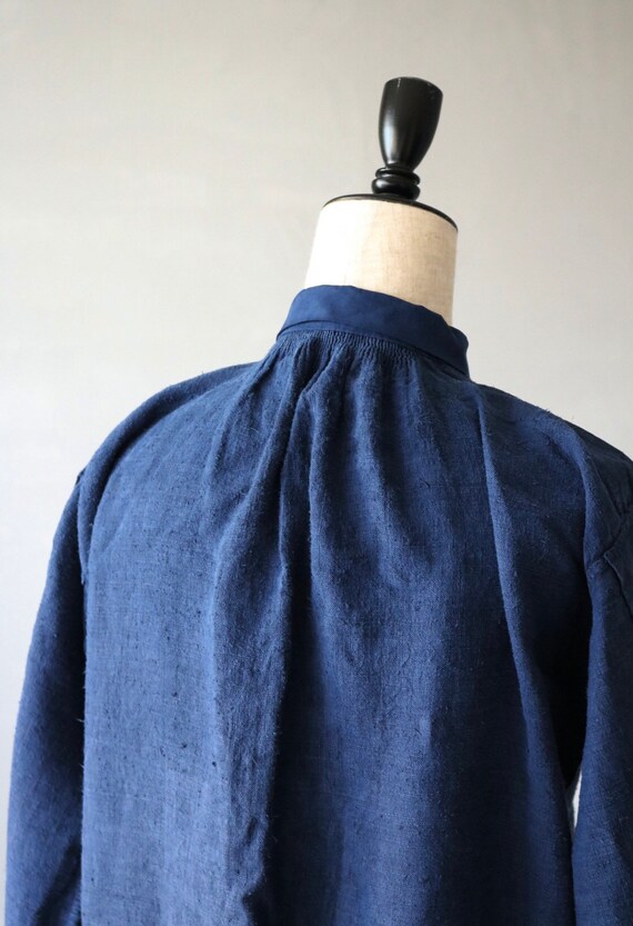 Antique French linen Indigo Smock shirt dress - image 6