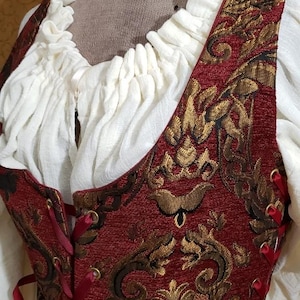 Renaissance bodice, Celtic, Pirate, Medieval, Steampunk-Red/Gold