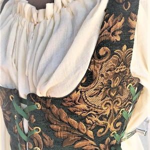 Lady's Renaissance, Celtic, Pirate, Medieval, Steampunk Bodice-green/gold