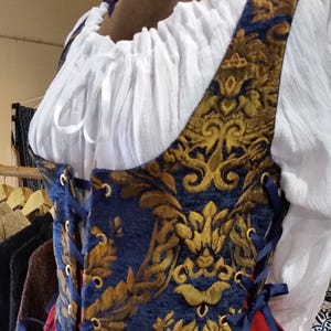 Renaissance Bodice, Celtic, Pirate, Medieval, Steampunk-blue/gold