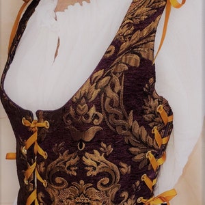 Renaissance Bodice, Celtic, Pirate, Medieval, Steampunk-Purple/Gold