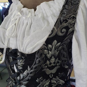 Lady's Renaissance, Celtic, Pirate, Medieval, Steampunk Bodice-black/silver/pewter